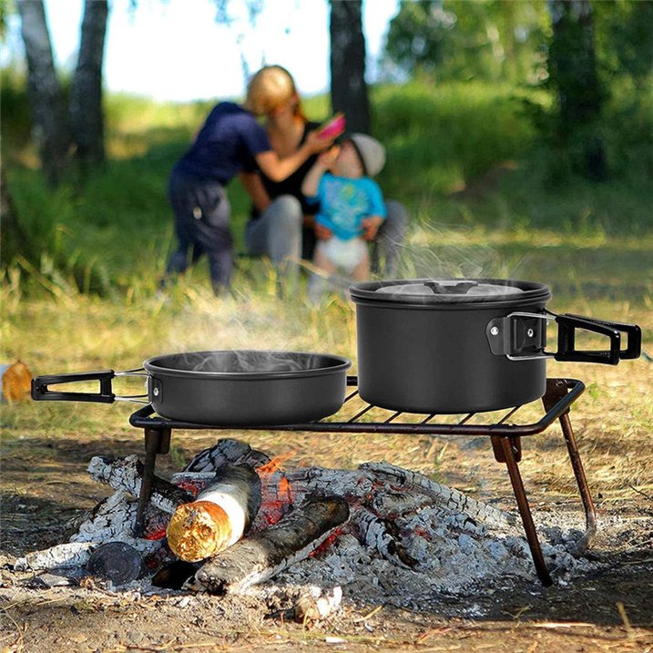 Mikhai Camping Cookware Mess Kit Set - Backpacking Camping Pots and Pans Set, All in One Non-Stick Camping Cooking Set, Hiking, Picnic, Outdoor and Camping Cookware Set