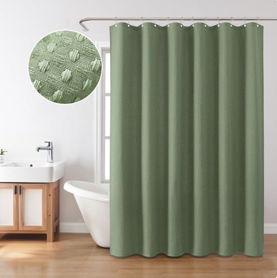 Shower Curtain sage green curtains bathroom curtain Waffle Textured Heavy Duty Thick Fabric Shower Curtains for Bathroom, Luxury Weighted Polyester Cloth Bath Curtain ,72Wx72H,Green
