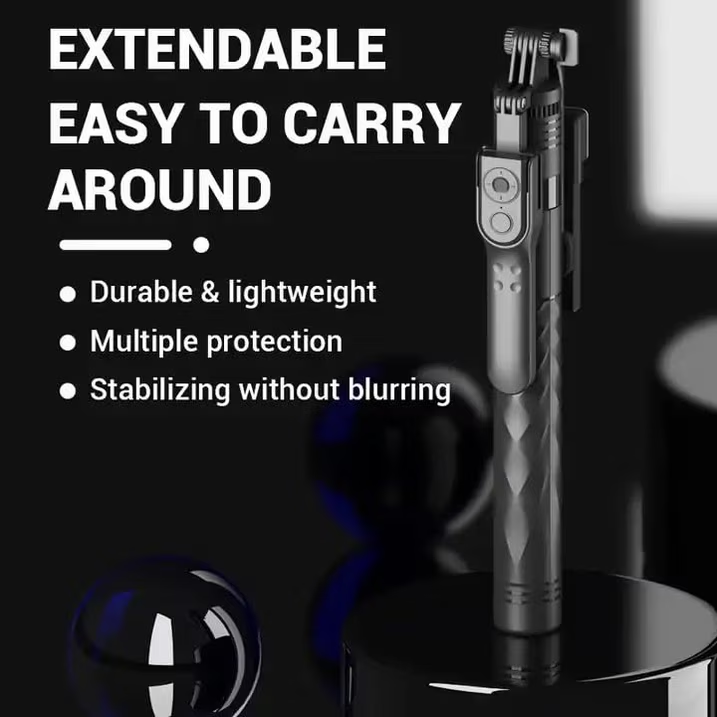 DJJD 68.9" Selfie Stick Tripod, 360° Rotation Travel Selfie Stick Remote Control and 1/4” Screw, Aluminum Phone Tripod Holder for Selfie, Recording, Vlogging (Black)