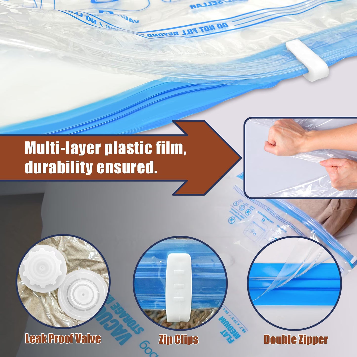 20 Pack Vacuum Storage Bags, Space Saver Bags (4 Jumbo/4 Large/4 Medium/4 Small/4 Roll) Compression for Comforters and Blankets, Pillow, Bedding, Sealer Clothes Storage