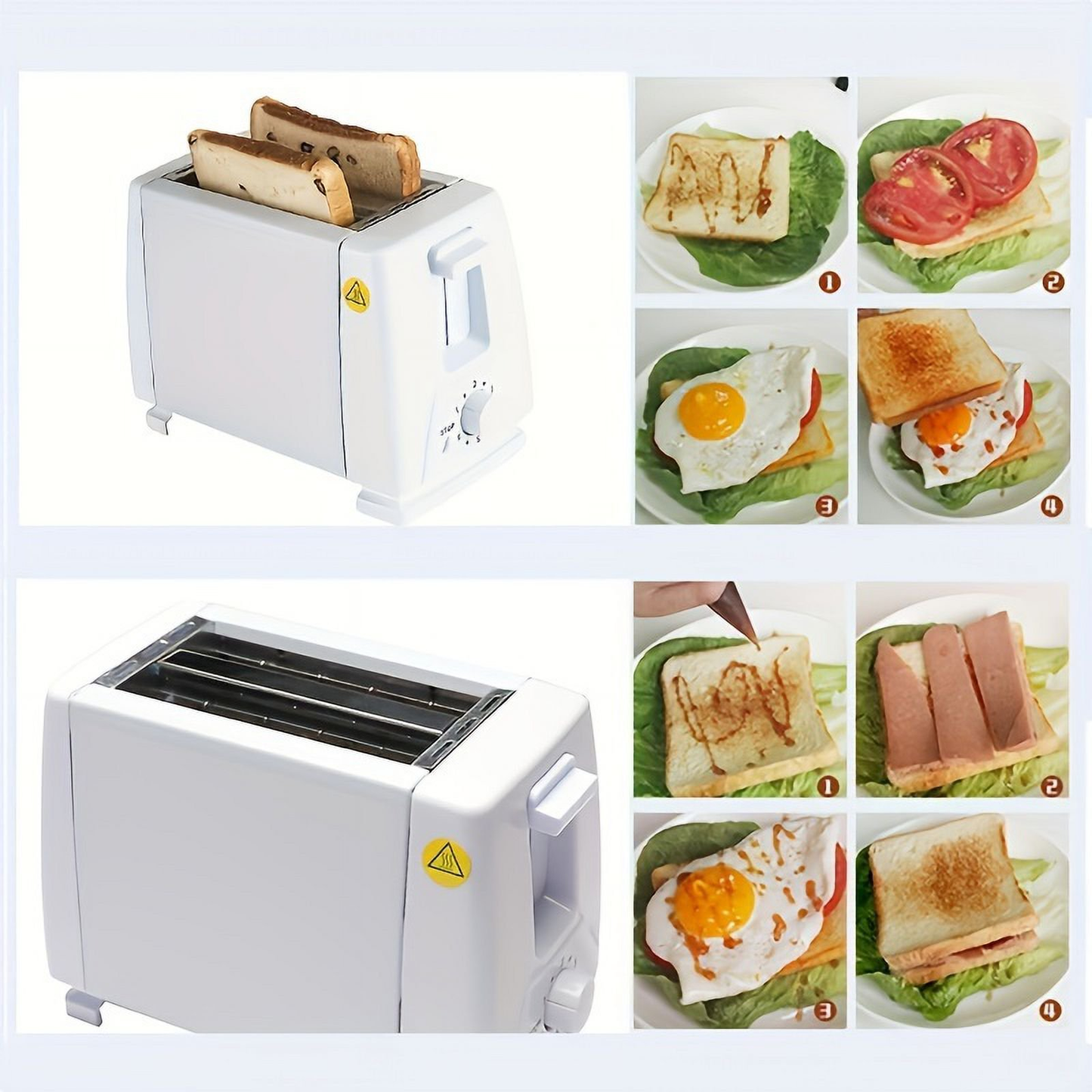 Toaster 2 Slice with Auto Shut Off & Reheat Function - 6 Browning Settings, Countertop Kitchen Essentials for Bagel Muffins Toast Pastry Waffles Grain Sweet Bread, 750W - White
