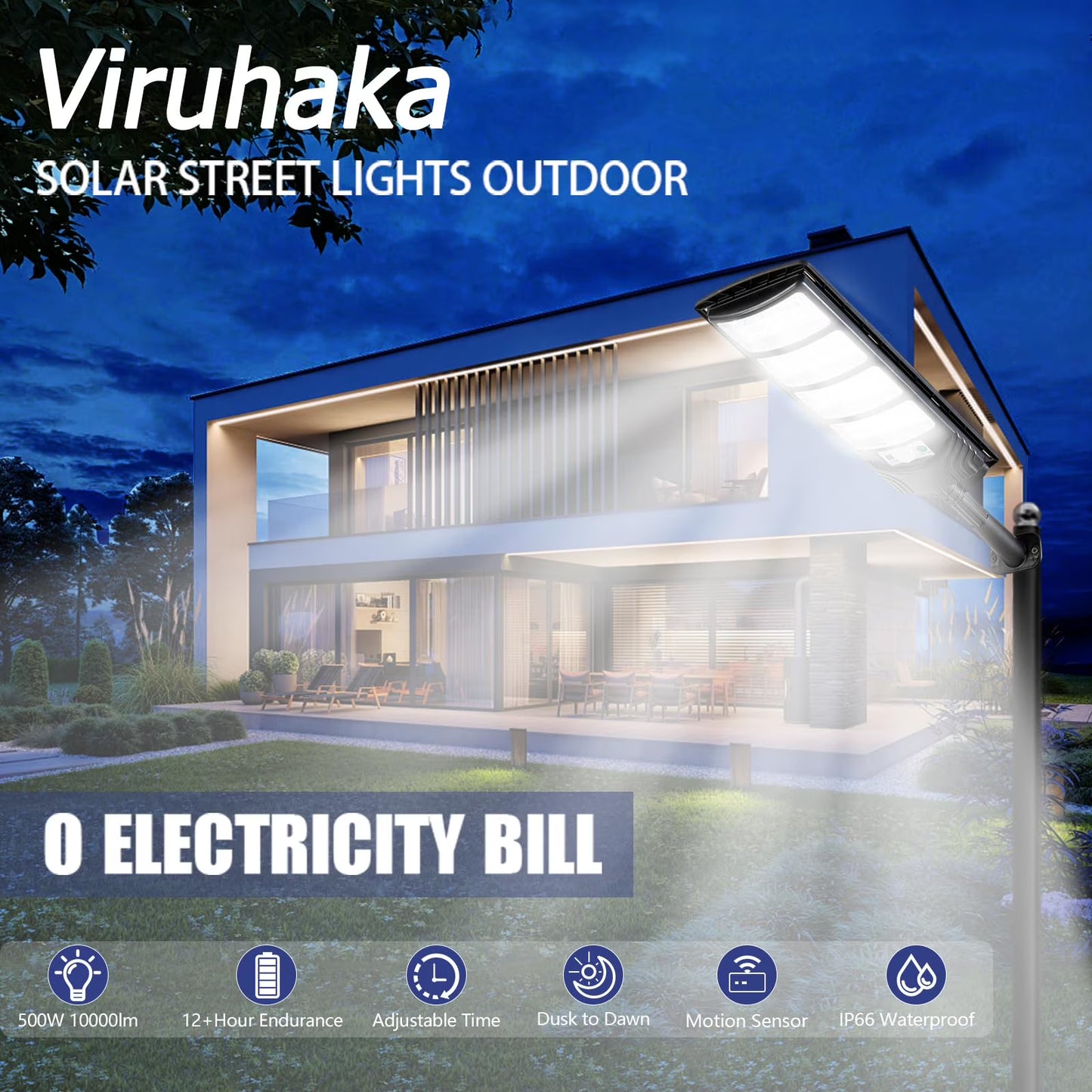 Mikhai Solar Lights Outdoor High Lumens 192 LED Security Lights with Remote Control,1Heads Motion Sensor Lights, IP65 Waterproof, Solar Lights Outdoor Waterproof