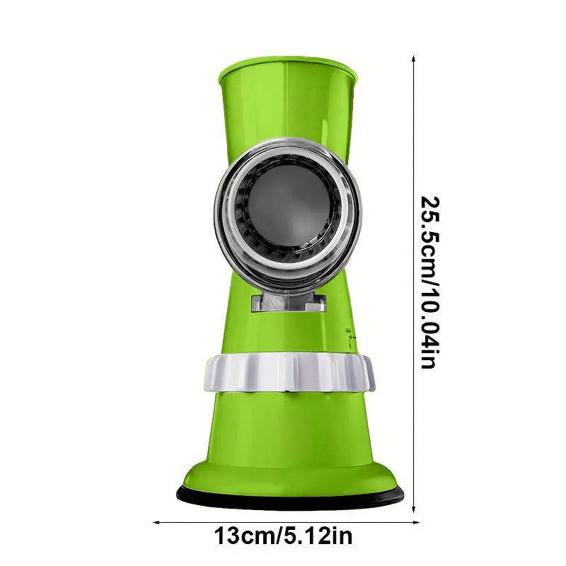 Rotary Cheese Grater, Kitchen Mandoline Vegetable Slicer with 3 Interchangeable Blades, Easy to Clean Grater for Fruit, Vegetables, Nuts-Green