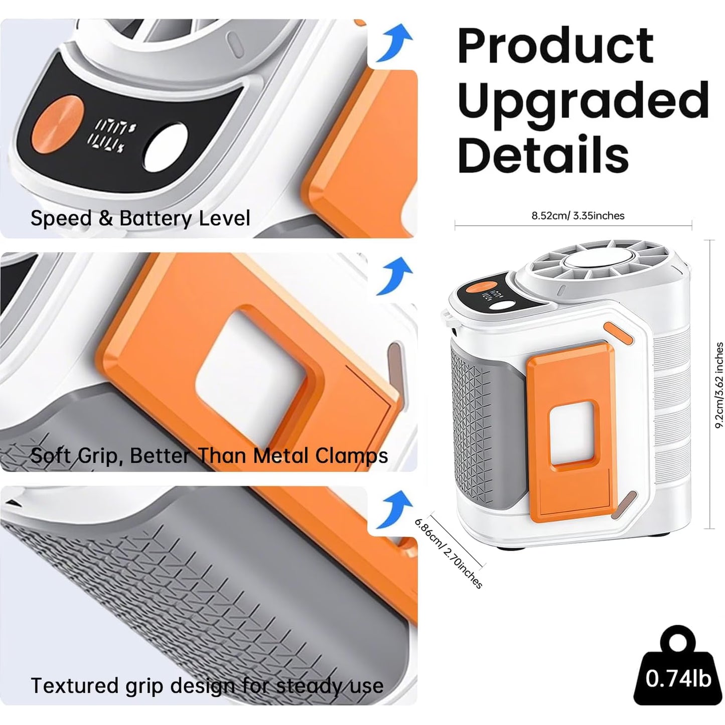 Mikhai Portable Waist Fan, Clip On Fan Wearable 18000RPM Strong Wind 5 Speed, Belt Fan 6000mAh USB-C Rechargeable Battery, Digital Display for Outdoor Work Travel