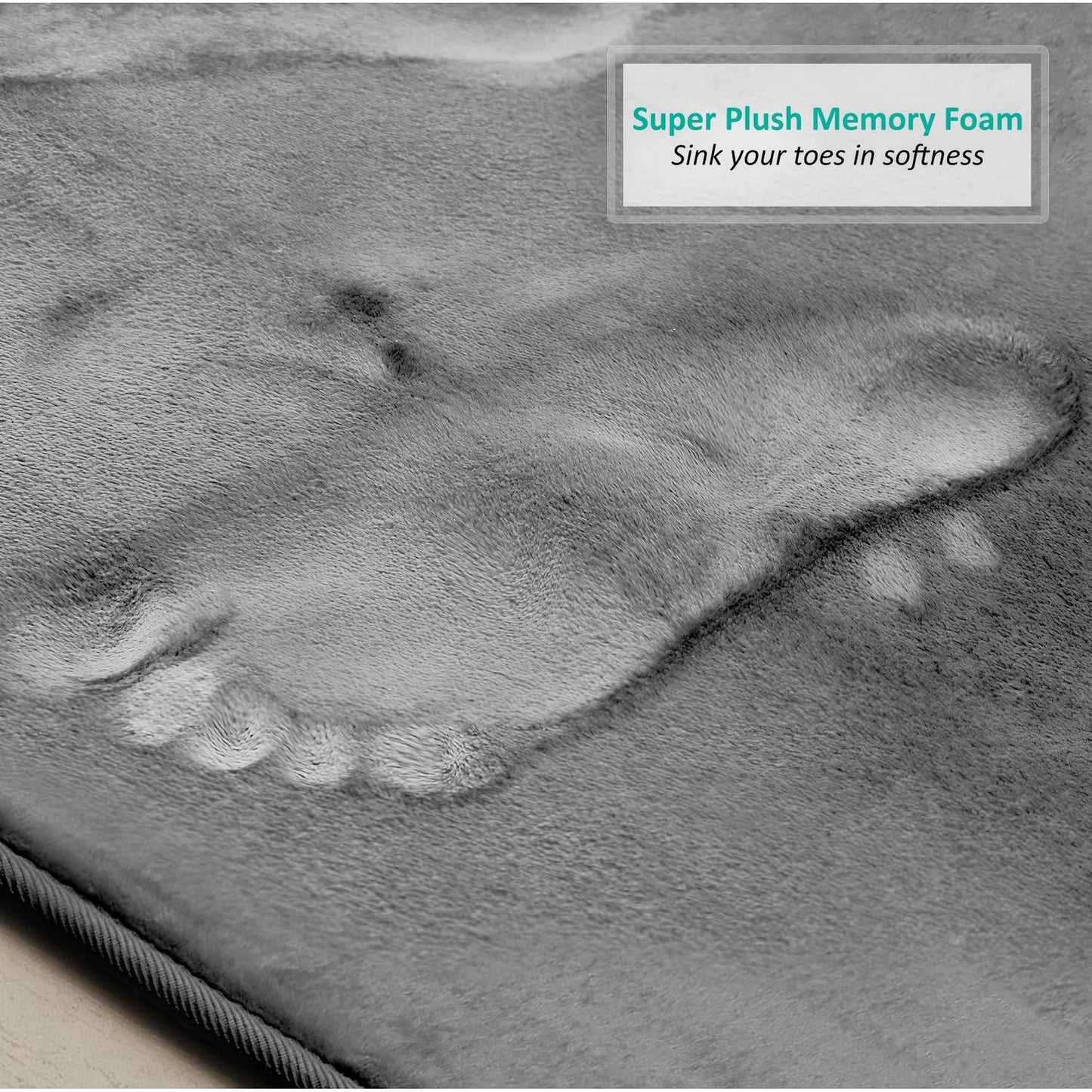 Memory Foam Bath Mat, Super Soft Absorbent Bathroom Rug Non Slip, Quick Dry, Machine Washable Floor Carpet for Tub Shower, Home Decor Accessories, 51x81, Grey