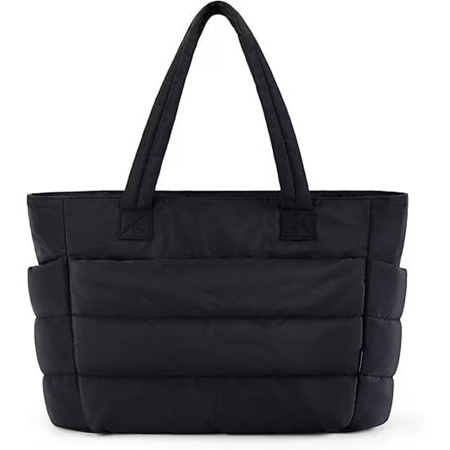 Tote Bag for Women, Lightweight Puffy Tote Bag with Compartments, Quilted Shoulder Bag Handbag for Travel, Work