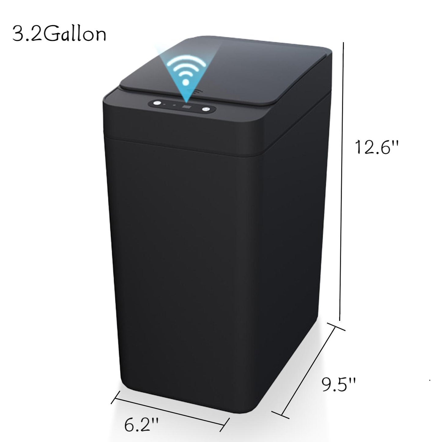 IRINNA 2Pack Bathroom Small Trash Can with Lid, 2.6 Gallon Touchless Automatic Garbage Can Slim Waterproof Motion Sensor Smart Trash Bin for Bedroom, Office, Kitchen, Living Room (Black)