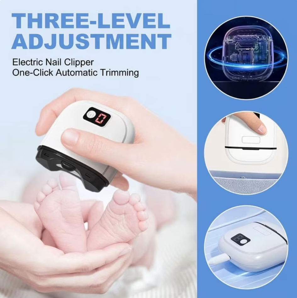 Electric Automatic Nail Clipper with Light & 3 Speeds,Fingernail Cutter and File 2 in1 Design, Nail Scraps Storage,USB Rechargeable SafetyFingernail Trimmer for Baby, Kids, Seniors and Adult
