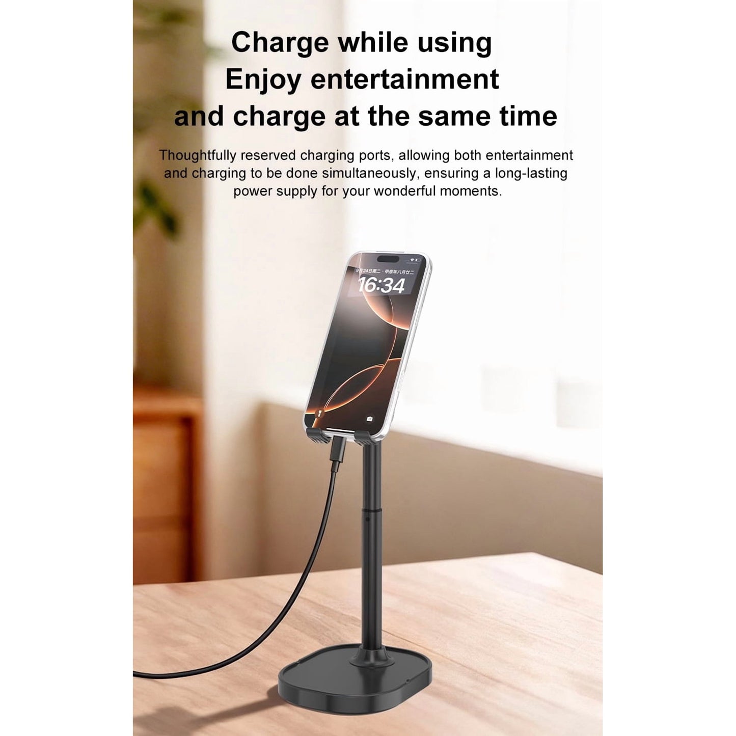 Avoben ChatStand, Adjustable Cell Phone Stand for Desk, Phone Stand for Recording, iPhone Holder for Filming, Small iPhone Tripod, Soporte para Celular, Fits Samsung, Android, (Night Black)
