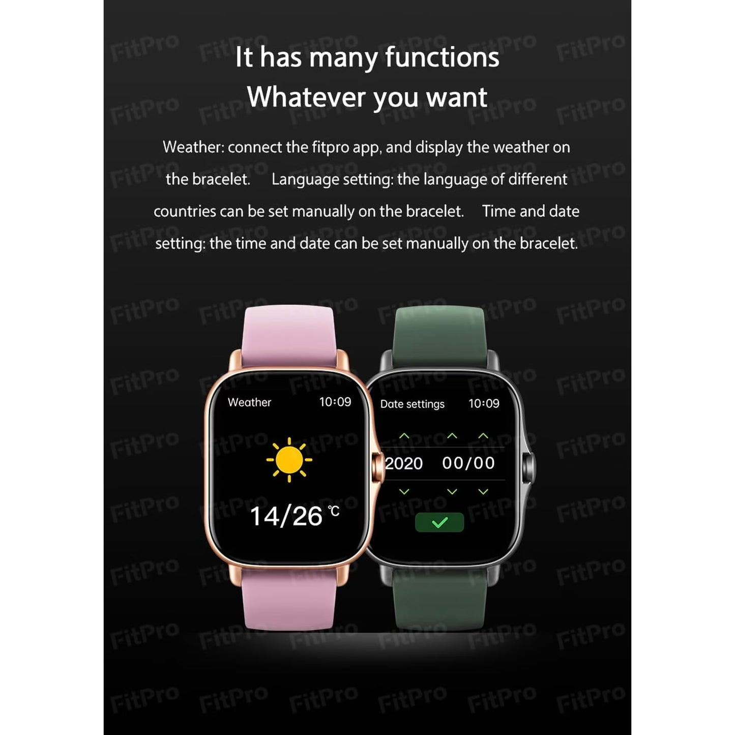 The Avoben smart fitness watch features a heart rate monitor, a 1.85-inch touchscreen, an activity tracker, a weather display, and a pedometer. It's a unisex smartwatch (silver).