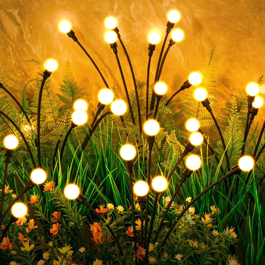 Euur Solar Lights Outdoor(4-Pack, 32 LEDs), Euur Solar Garden Lights, Outdoor Decorations, Firefly Light for Patio Decor, Big Bulb, Unique Gifts for Women, Gifts for Grandma