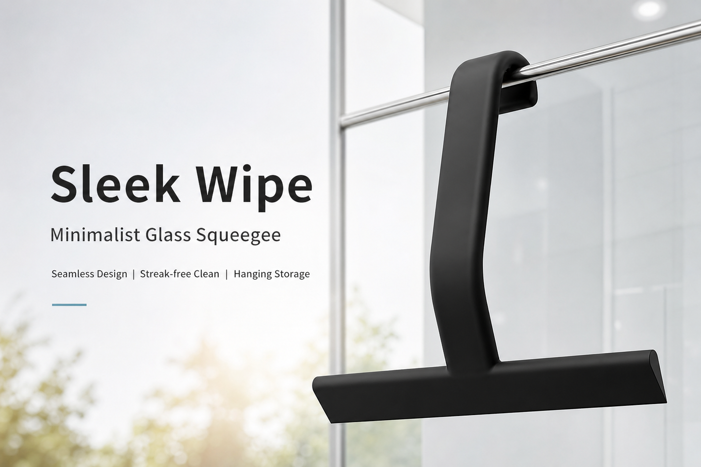 Zhue Shower Squeegee for Glass Doors, All-One-Piece Award-Winning Silicone Squeegee with Built-in Hook for Bathroom, Window, Mirror, Tile Wall,Car, Streak-Free Cleaner Tool,10-Inch Black