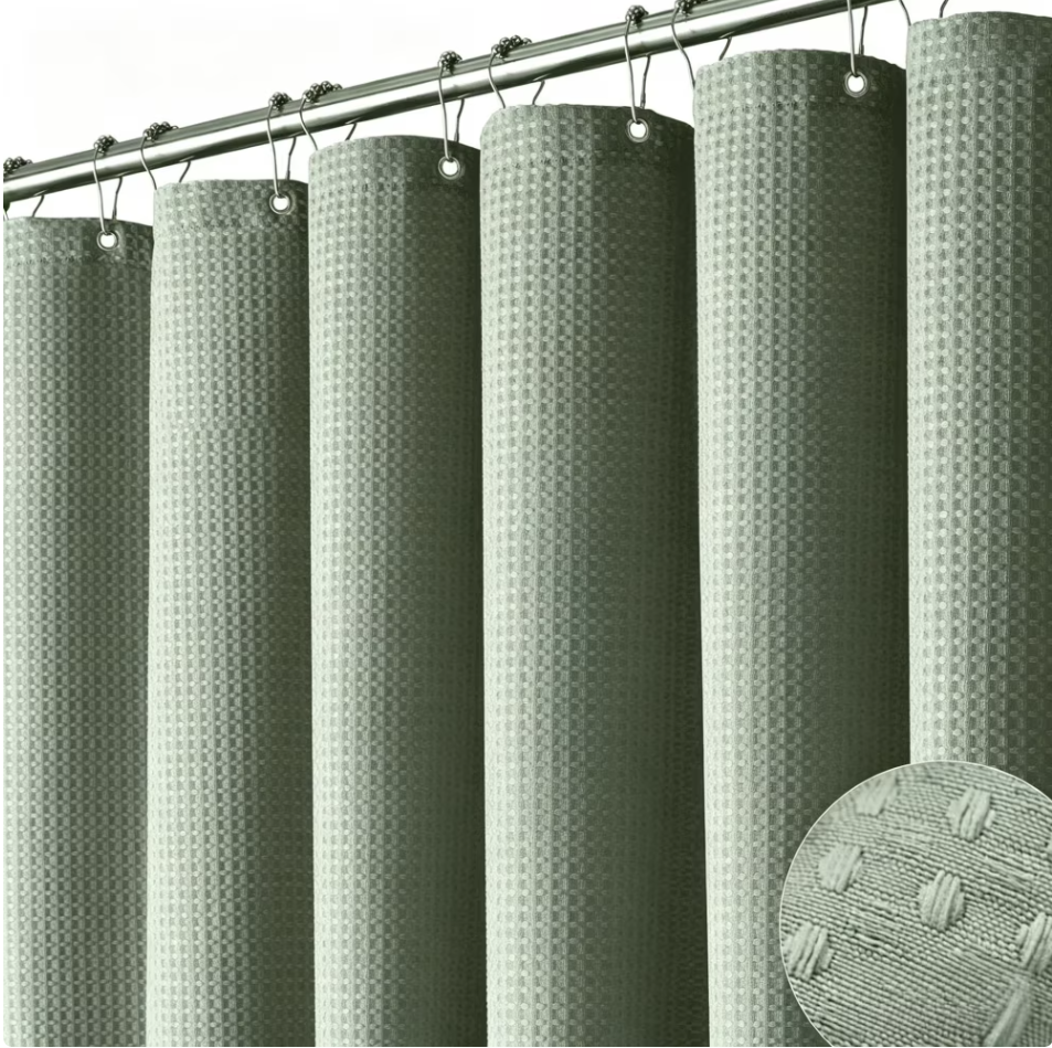 Shower Curtain sage green curtains bathroom curtain Waffle Textured Heavy Duty Thick Fabric Shower Curtains for Bathroom, Luxury Weighted Polyester Cloth Bath Curtain ,72Wx72H,Green