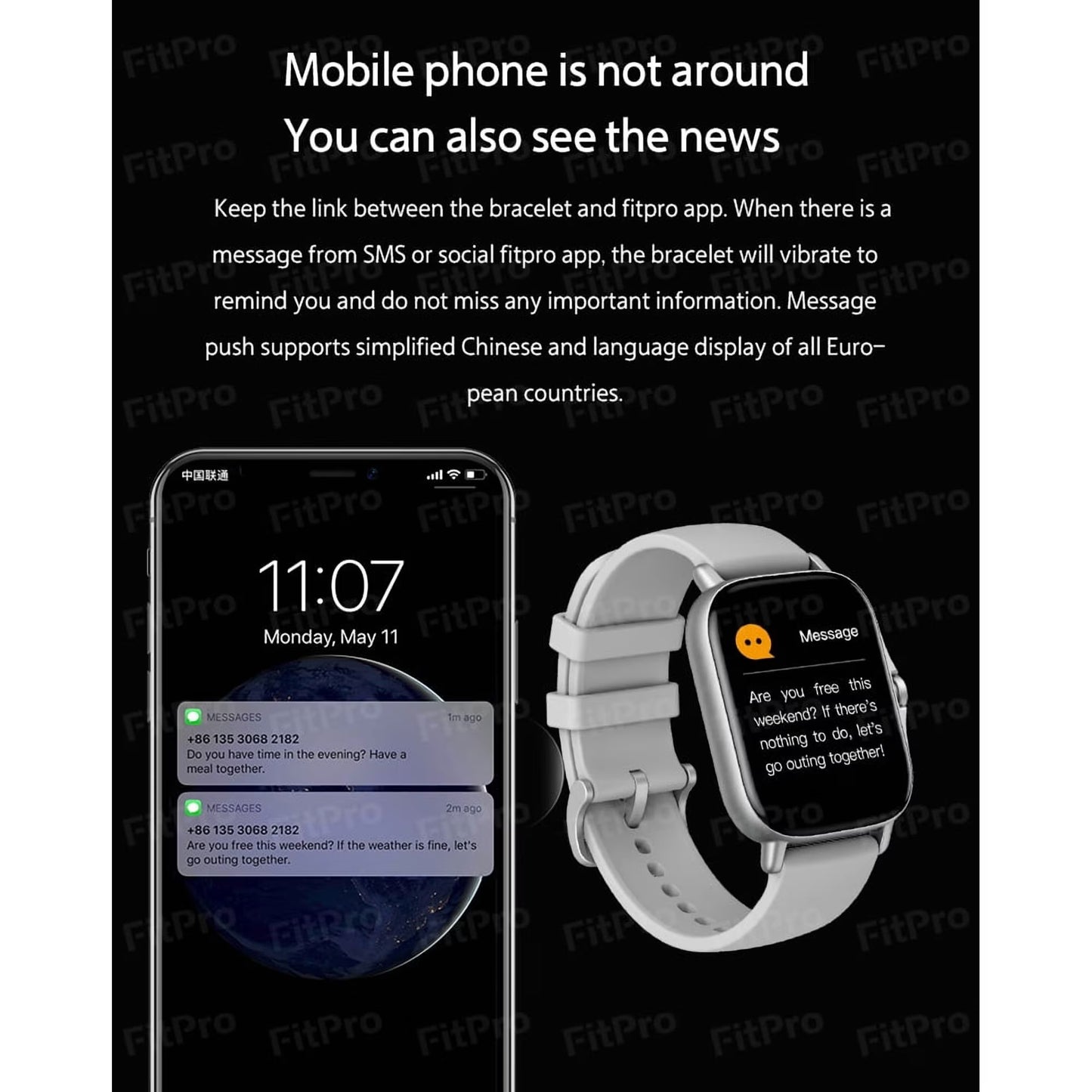 The Avoben smart fitness watch features a heart rate monitor, a 1.85-inch touchscreen, an activity tracker, a weather display, and a pedometer. It's a unisex smartwatch (silver).
