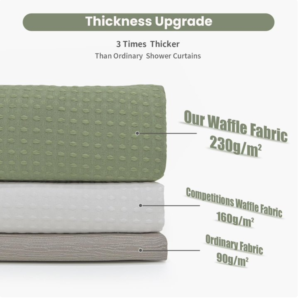 Shower Curtain sage green curtains bathroom curtain Waffle Textured Heavy Duty Thick Fabric Shower Curtains for Bathroom, Luxury Weighted Polyester Cloth Bath Curtain ,72Wx72H,Green