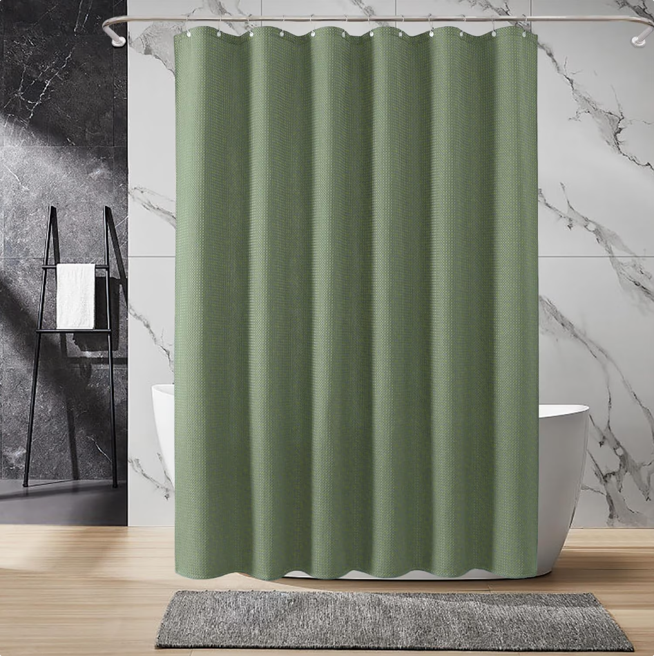 Shower Curtain sage green curtains bathroom curtain Waffle Textured Heavy Duty Thick Fabric Shower Curtains for Bathroom, Luxury Weighted Polyester Cloth Bath Curtain ,72Wx72H,Green