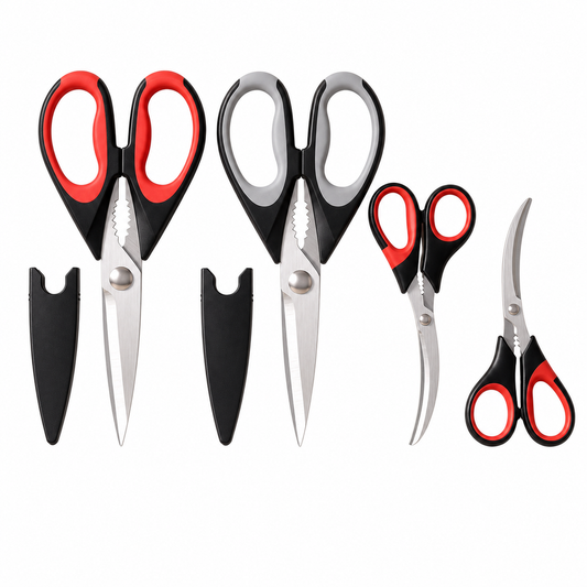 4pc Kitchen Scissors All Purpose Heavy Duty, Kitchen Utensils Set, Stainless Steel Cooking Utensils Gadgets, Meat Poultry Food Shears Dishwasher Safe Utility Tools Home Gift, with Protective Sheath