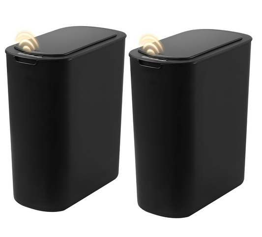 2 Pack 3.2 Gallon Automatic Touchless Garbage Can, Small Motion Sensor Smart Trash Can, Slim Waterproof Trash Bin for Bedroom, Bathroom, kitchen, Office, Living Room, Black