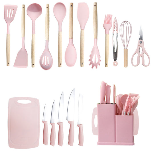 Kitchen Utensils Set- 19 Pcs Silicone Cooking Utensils Set for Nonstick Cookware-Silicone Spatulas Set, Kitchen Gadgets Tools, Pots and Pans Accessories-(Black 19 PCS Set)