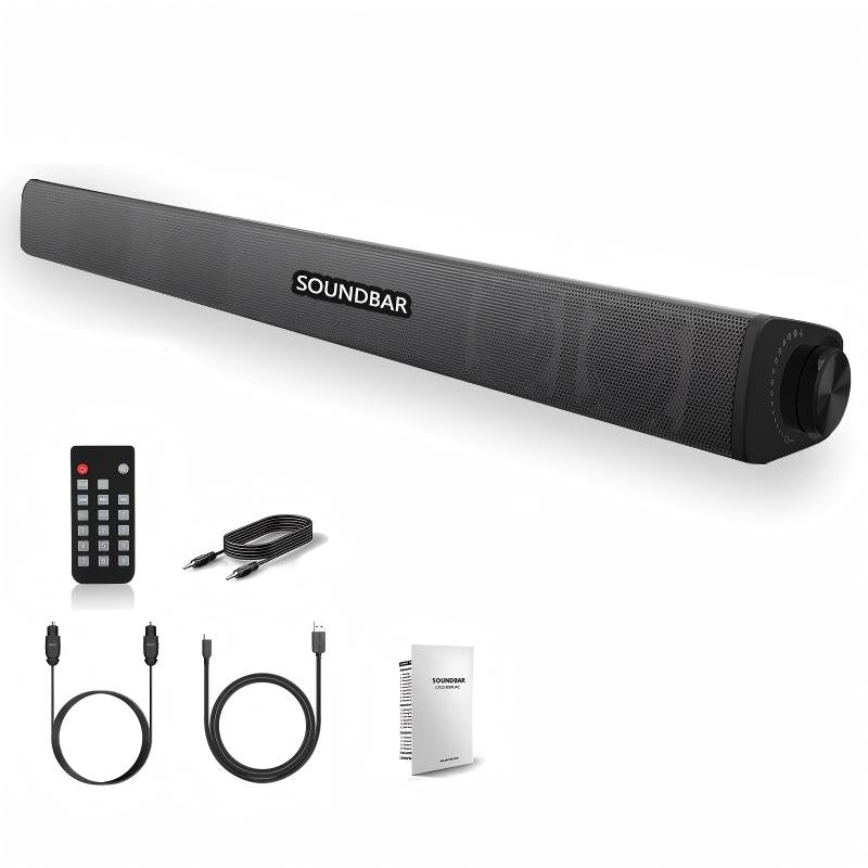 LOOKFUN Sound Bar for Smart TV, Soundbar with Bluetooth/Opt/AUX Connect, Volume Boost, 3 Equalizer Modes, for TV/PC/Gaming/Projectors