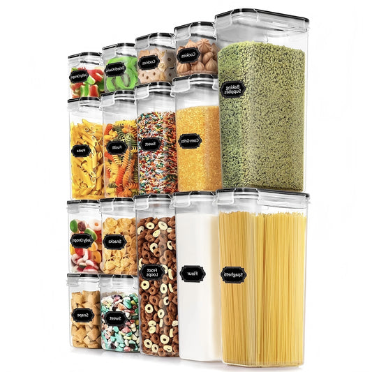 16 pcs Airtight Food Storage Containers, Flour Canisters, for Kitchen Organization