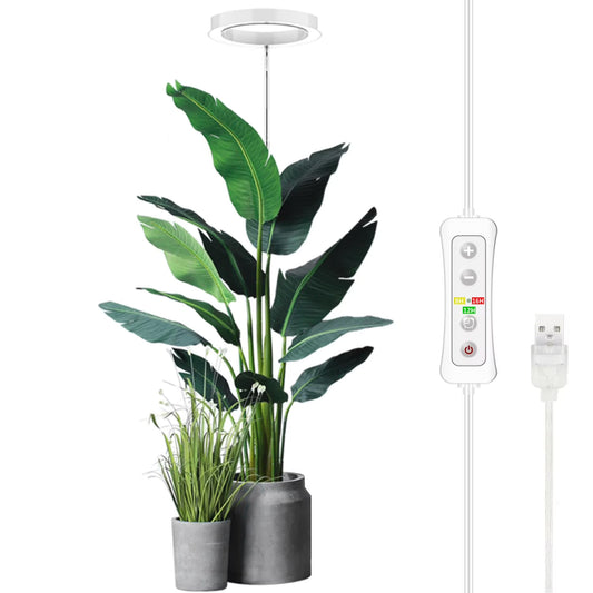 Plant Grow Light, LED Growing Light for Indoor Plants, Full Spectrum Desk Growth Lamp w/ Automatic Timer(3/9/12Hrs) & Height Adjustable, 10 Dimmable Brightness for Small Plants, 2 Packs, White
