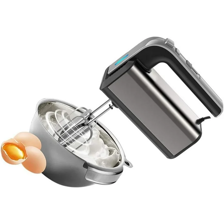 5-Speed Electric Hand Mixer with Whisk, Traditional Beaters, Dough stick, 300 Watts, for Baking & Cooking, Black