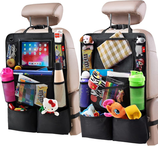 2 Pack Backseat Car Organizer, with 9 Storage Pockets 2 Pack, Black