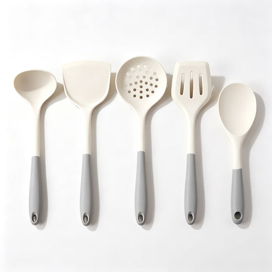 5 Pieces Silicone Spatula Set, Food Grade Rubber Spatula, Upgrade Strong Handle with Ergonomic Grip, Heat Resistant Up to 230°F for Nonstick Cookware, Cooking
