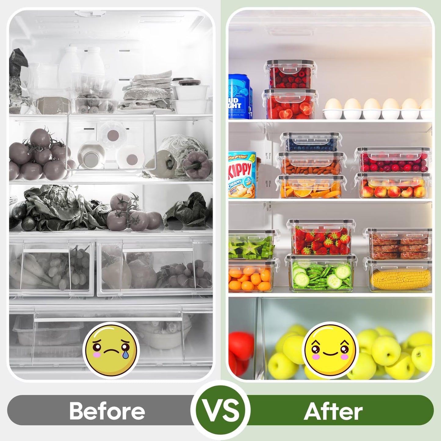 18-Piece Food Storage Container Set, BPA-Free Plastic, Click and Fresh Lids, Assorted Sizes with Integrated Measurements, Durable and Secure Food Containers for Leftovers