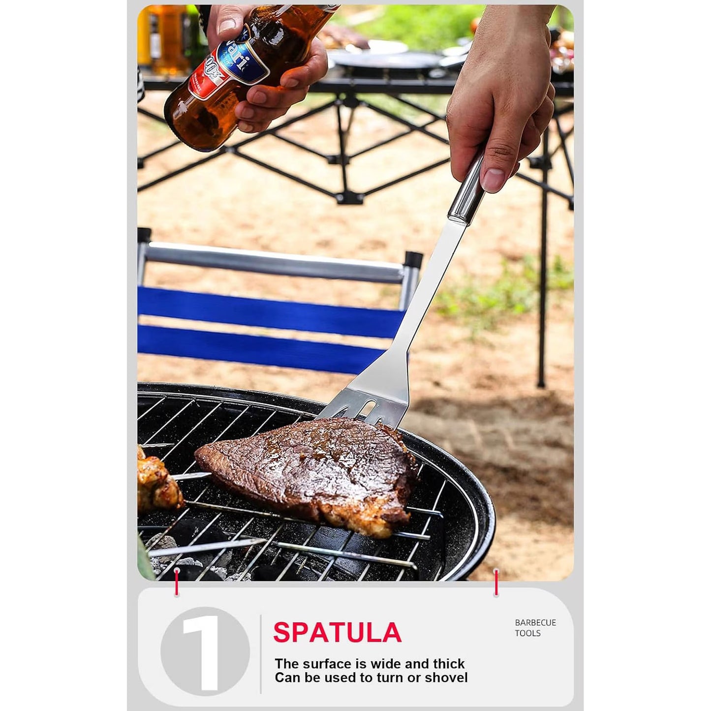 Mikhai BBQ Utensil Set Stainless Steel Professional Barbecue Accessories Grill Tool with Bag Easy to Carry