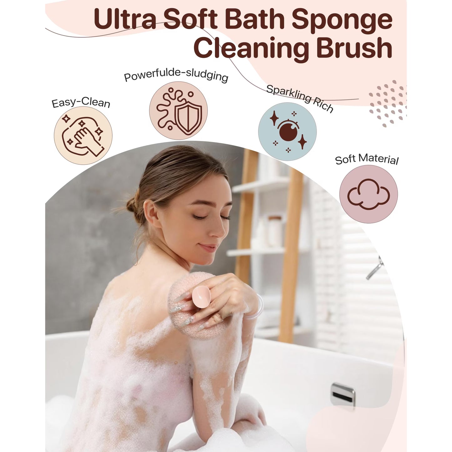 Super Soft Sunflower Suction Cup Bath Ball, 2-in-1 Shower Scrubber Sponge for Body, Upgraded Sponge Mesh Pouf Bath Ball, Magic Exfoliating Bath Sponge Shower Ball for Women Men Shower