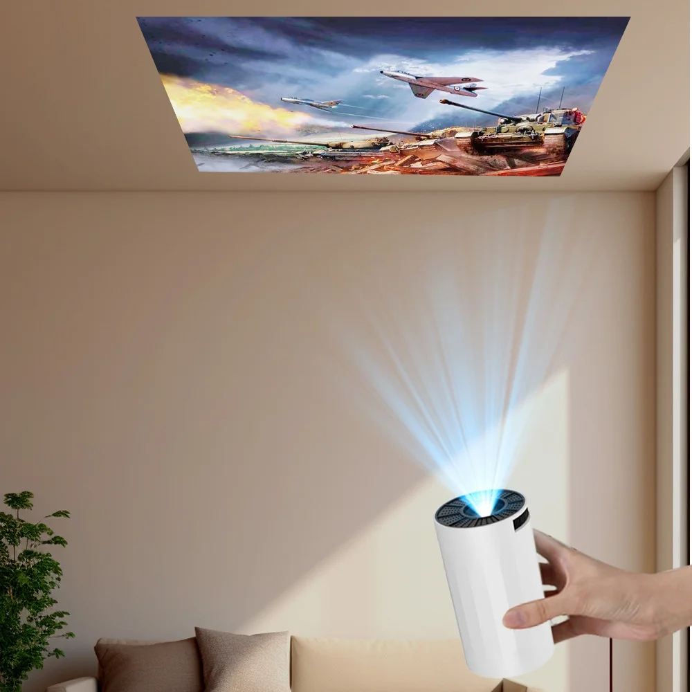 LOOKFUN Mini Projector with Wifi 6 and Bluetooth, 4K 1080P Support Portable Projector 180° Rotatable 130'' Screen Movie Projector Auto Keystone Compatible for Laptop, PC, Smartphone (White)