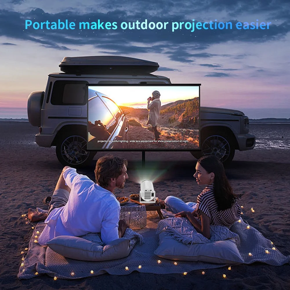 LOOKFUN Mini Projector with Wifi 6 and Bluetooth, 4K 1080P Support Portable Projector 180° Rotatable 130'' Screen Movie Projector Auto Keystone Compatible for Laptop, PC, Smartphone (White)
