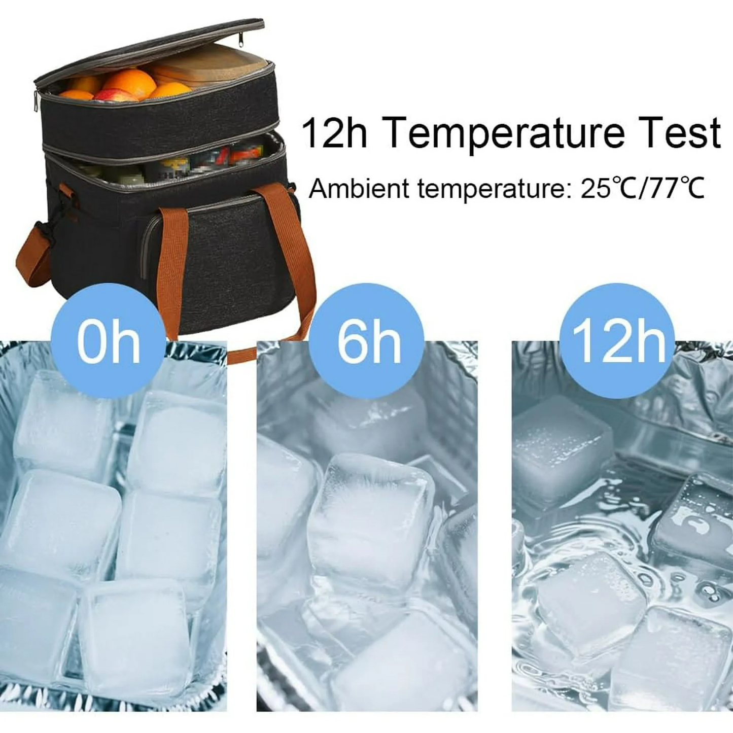EHIW Insulated Lunch Box for Men & Women - Leak-Proof Cooler Lunch Bag with 5 Pockets, Adjustable Strap, Ideal for Work, Picnic, Travel - Medium, Black, 10.2"×6.7"×9.4"