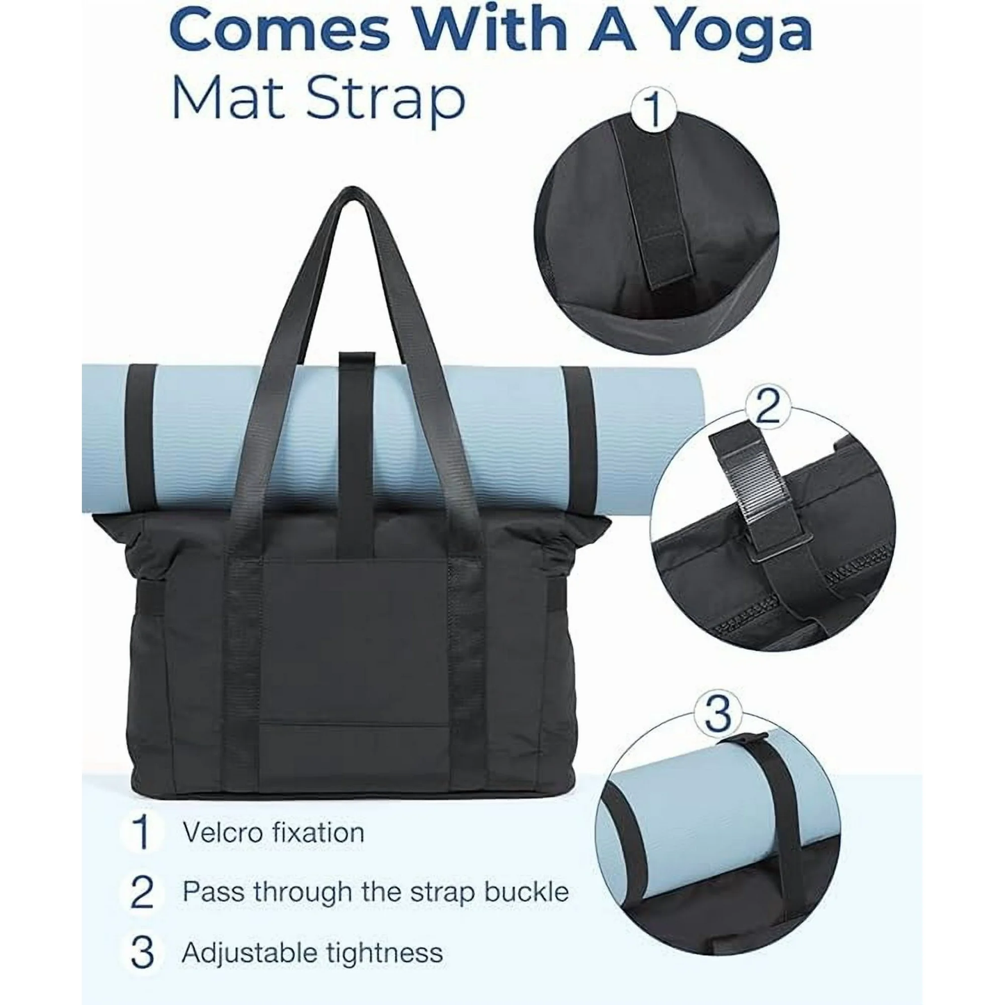 Tote Bag for Women, Lightweight Large Tote Bag with Yoga Mat Strap, Quilted Shoulder Bag Handbag for Travel Work Gym