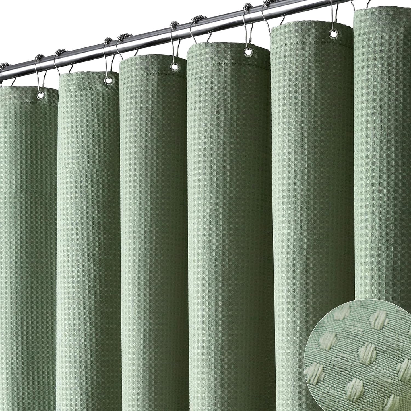 Shower Curtain sage green curtains bathroom curtain Waffle Textured Heavy Duty Thick Fabric Shower Curtains for Bathroom, Luxury Weighted Polyester Cloth Bath Curtain ,72Wx72H,Green