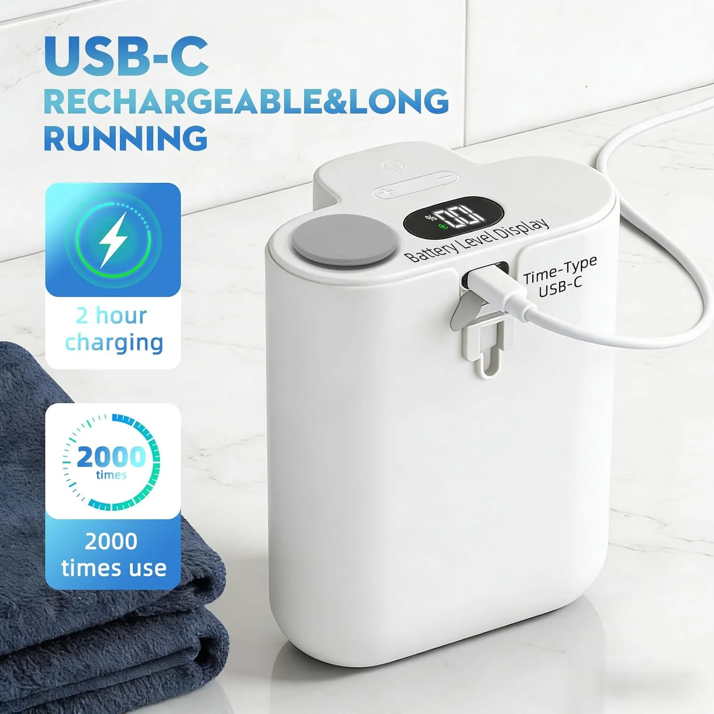 Zhue Automatic Soap Dispenser Touchless, Hands-Free, Multi Adjustable Volume, Long Battery Life, Compatible with Thick & Thin Dish/Hand Soap for Bathroom and Kitchen, Easy for Toddlers, White