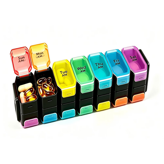 Extra Large Weekly Pill Organizer 2 Times a Day - XL Pill Case Am Pm - Big Pill Box 7 Day Oversized Daily Vitamin Organizer Jumbo Pill Container Twice a Day Medicine Supplement Dispenser Rainbower Twice a Day Medicine Supplement Dispenser Rainbow