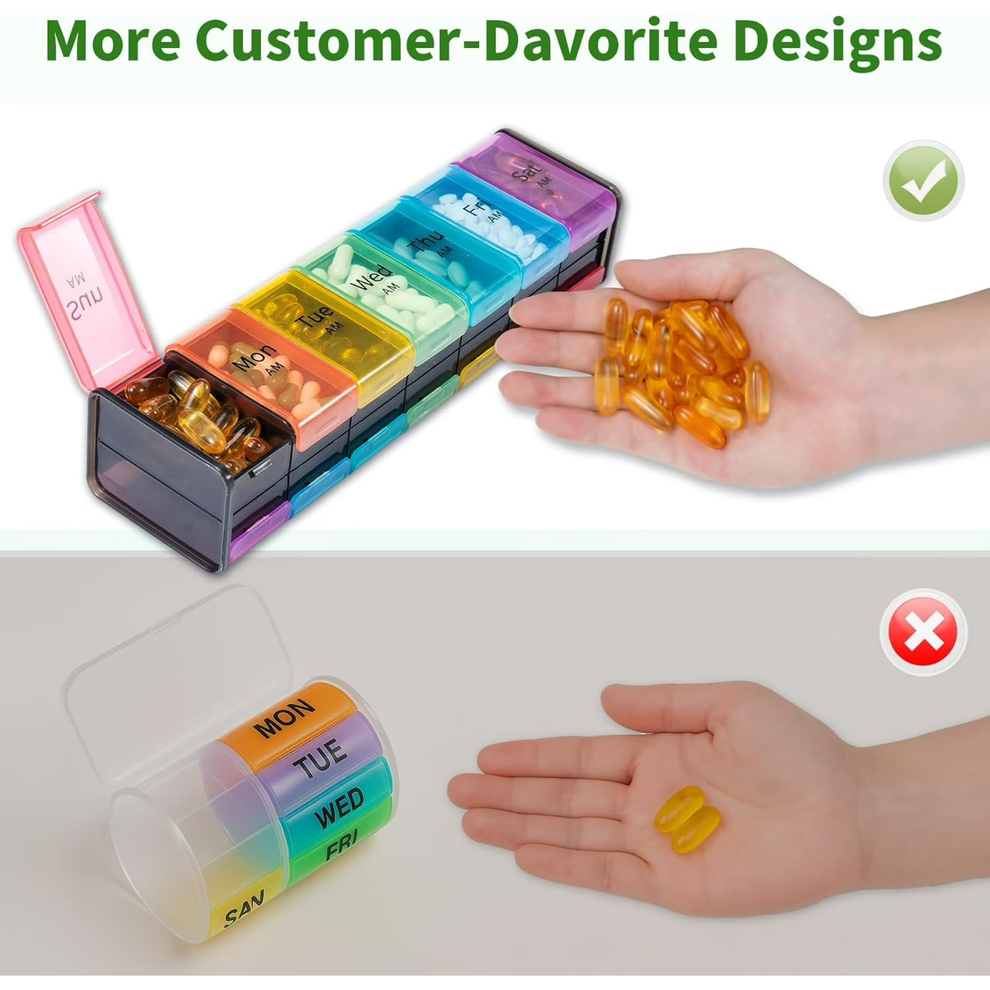 Large Weekly Pill Organizer 2 Times a Day - XL Pill Case Am Pm - Big Pill Box 7 Day Oversized Daily Vitamin Organizer Jumbo Pill Container Twice a Day Medicine Supplement Dispenser Yellow and Blue