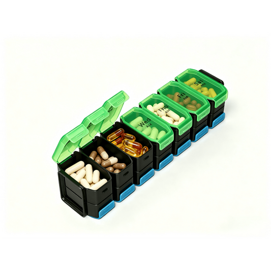 Yzhappy Large Weekly Pill Organizer 2 Times a Day XL Pill Case Am Pm Pill Box 7 Day Oversized Daily Vitamin Organizer Jumbo Pill Container Twice a Day Medicine Supplement Dispenser Green and Blue