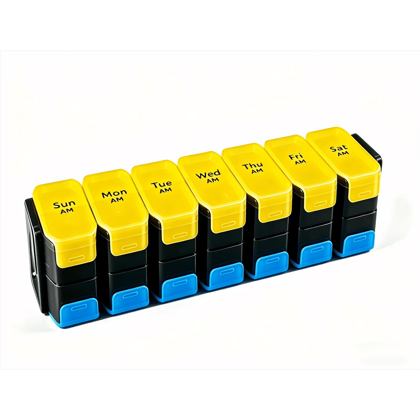 Large Weekly Pill Organizer 2 Times a Day - XL Pill Case Am Pm - Big Pill Box 7 Day Oversized Daily Vitamin Organizer Jumbo Pill Container Twice a Day Medicine Supplement Dispenser Yellow and Blue
