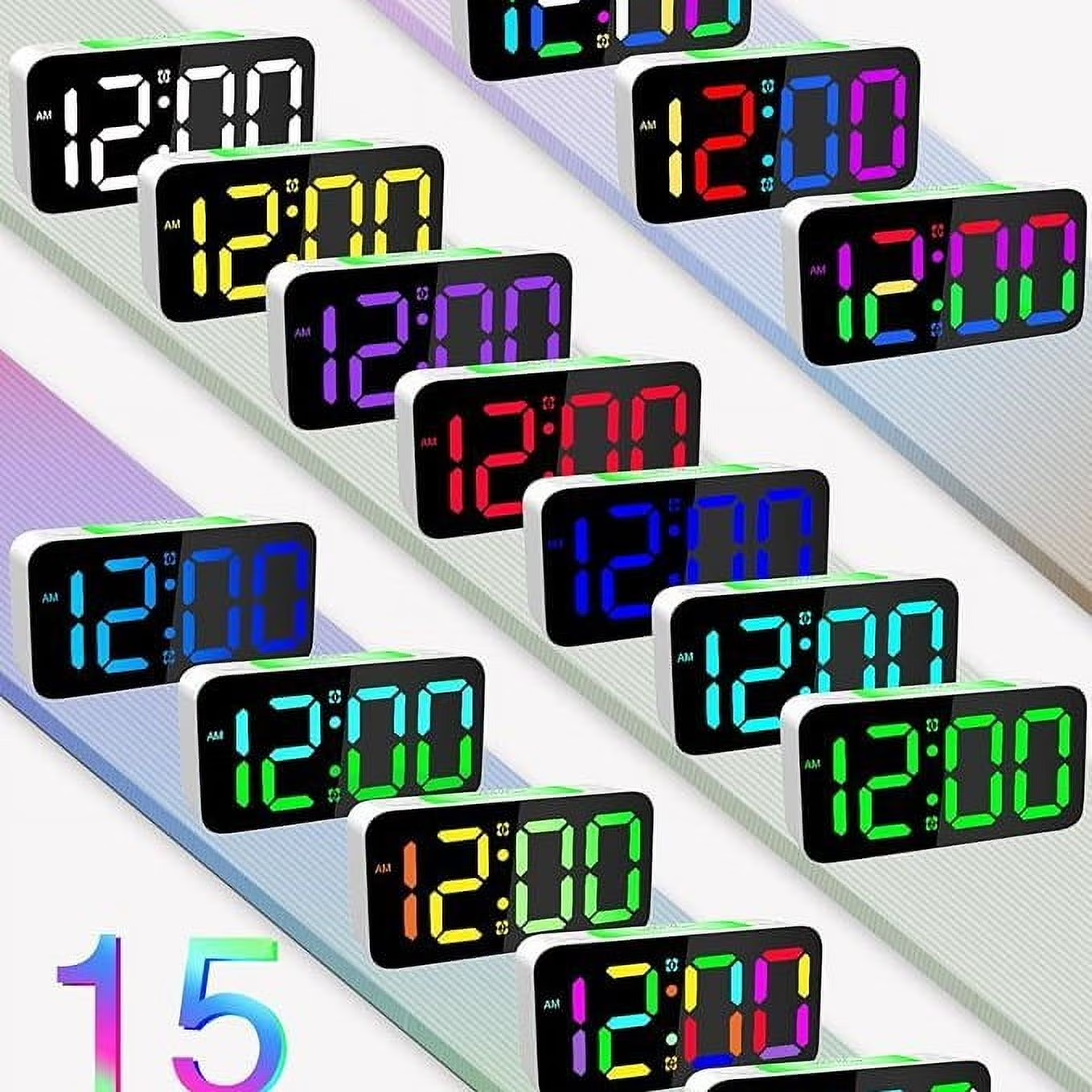 Super Loud Alarm Clock for Heavy Sleepers Adults,Digital Clock with 7 Color NightLight,Adjustable Volume, Charging Cable,Small Clocks for Bedrooms,Ok to Wake Up for People (White+RGB)