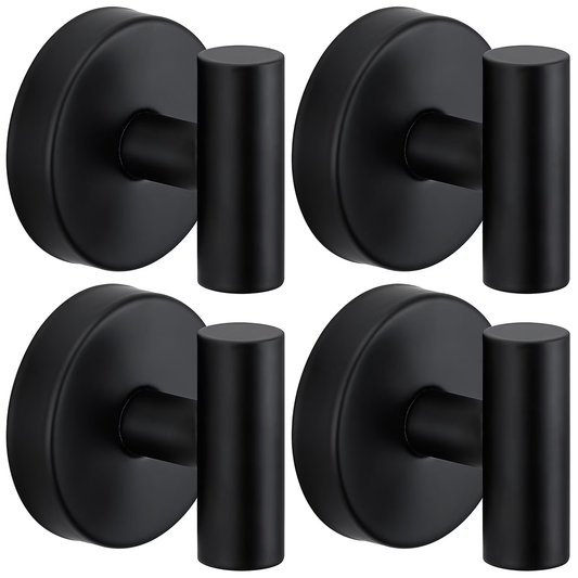Suction Cup Hooks for Shower,Heavy Duty Shower Towel Suction Hooks,No Drill Wall Mounted Towel Hooks for Bathrooms Wall,Kitchen,Glass,Mirror,Tile to Hang Towels,Robes,Matte Black 4 Pack