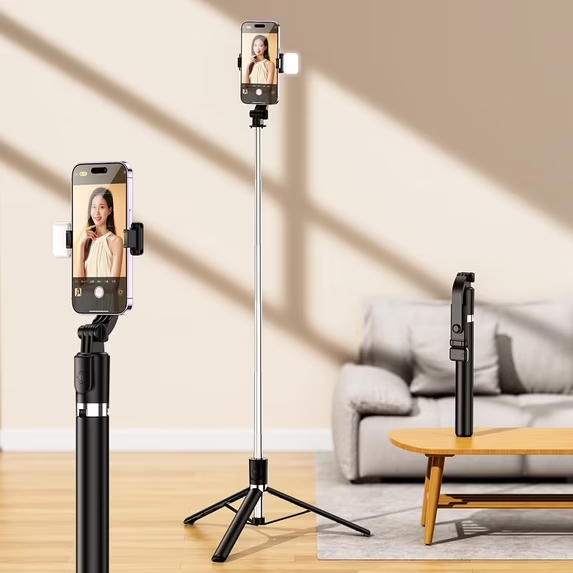 DJJD Selfie Stick for Phone, Extendable Travel Tripod with Detachable Remote for Photography, Selfies, Compatible with All Cell Phones, Black
