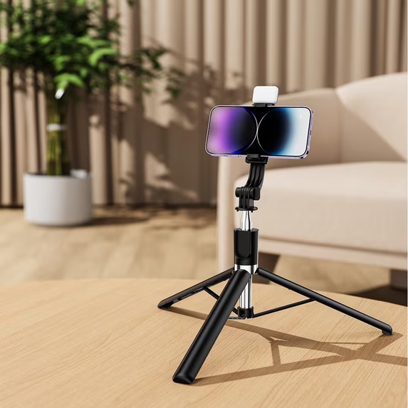 DJJD Selfie Stick for Phone, Extendable Travel Tripod with Detachable Remote for Photography, Selfies, Compatible with All Cell Phones, Black