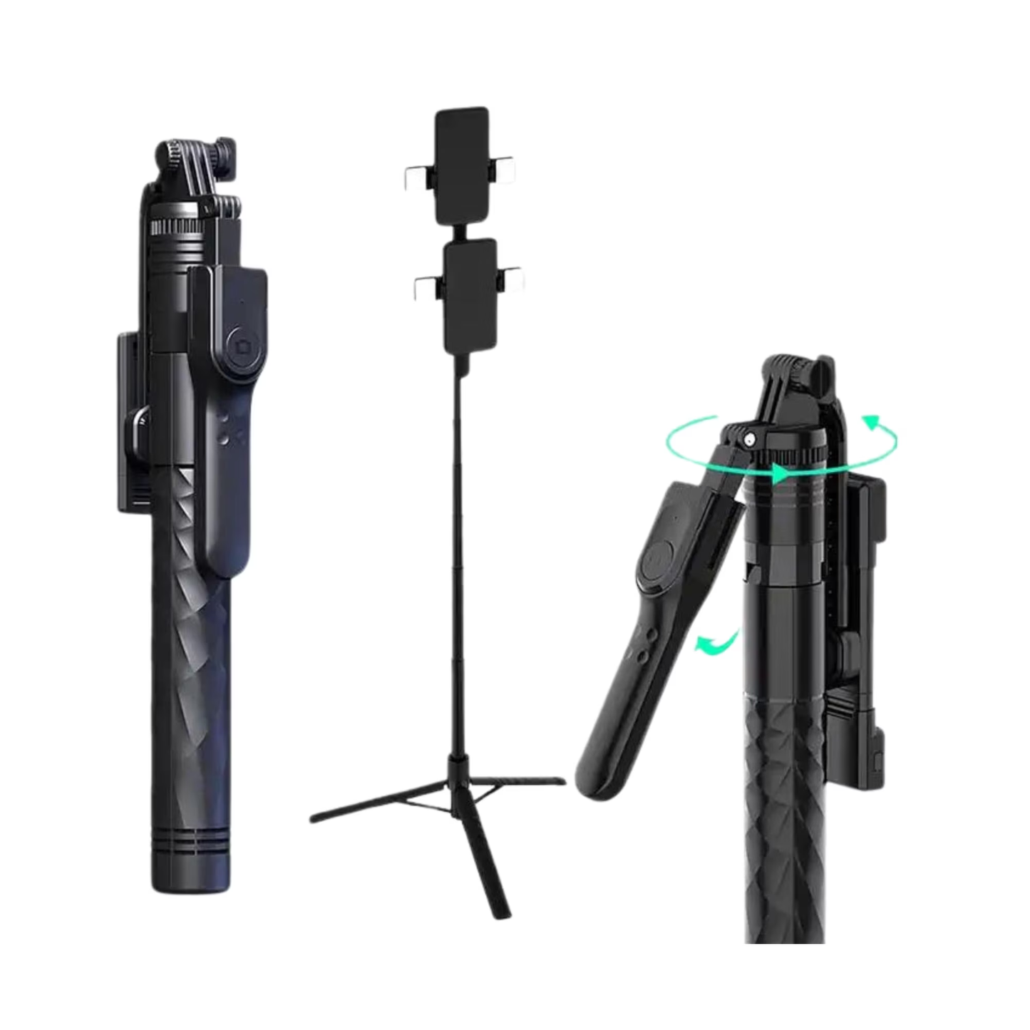 DJJD 68.9" Selfie Stick Tripod, 360° Rotation Travel Selfie Stick Remote Control and 1/4” Screw, Aluminum Phone Tripod Holder for Selfie, Recording, Vlogging (Black)