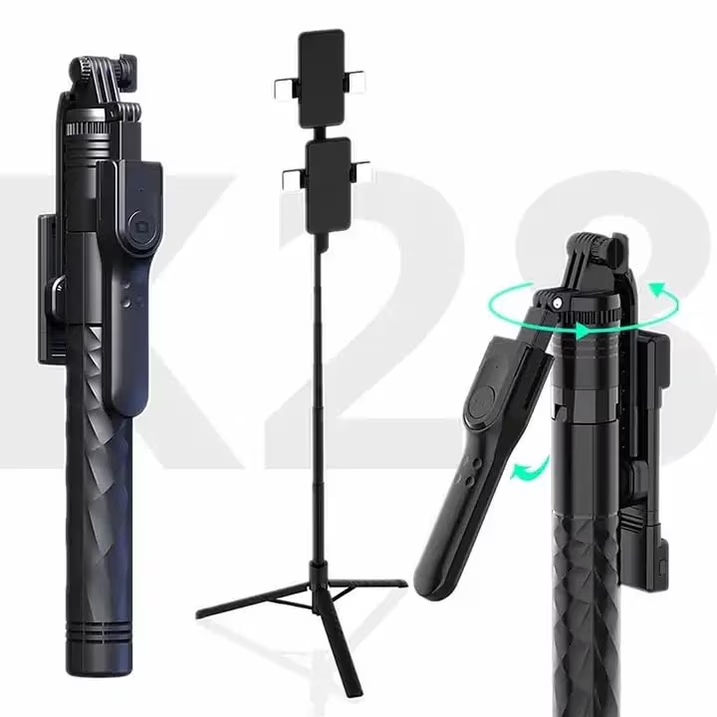 DJJD 68.9" Selfie Stick Tripod, 360° Rotation Travel Selfie Stick Remote Control and 1/4” Screw, Aluminum Phone Tripod Holder for Selfie, Recording, Vlogging (Black)