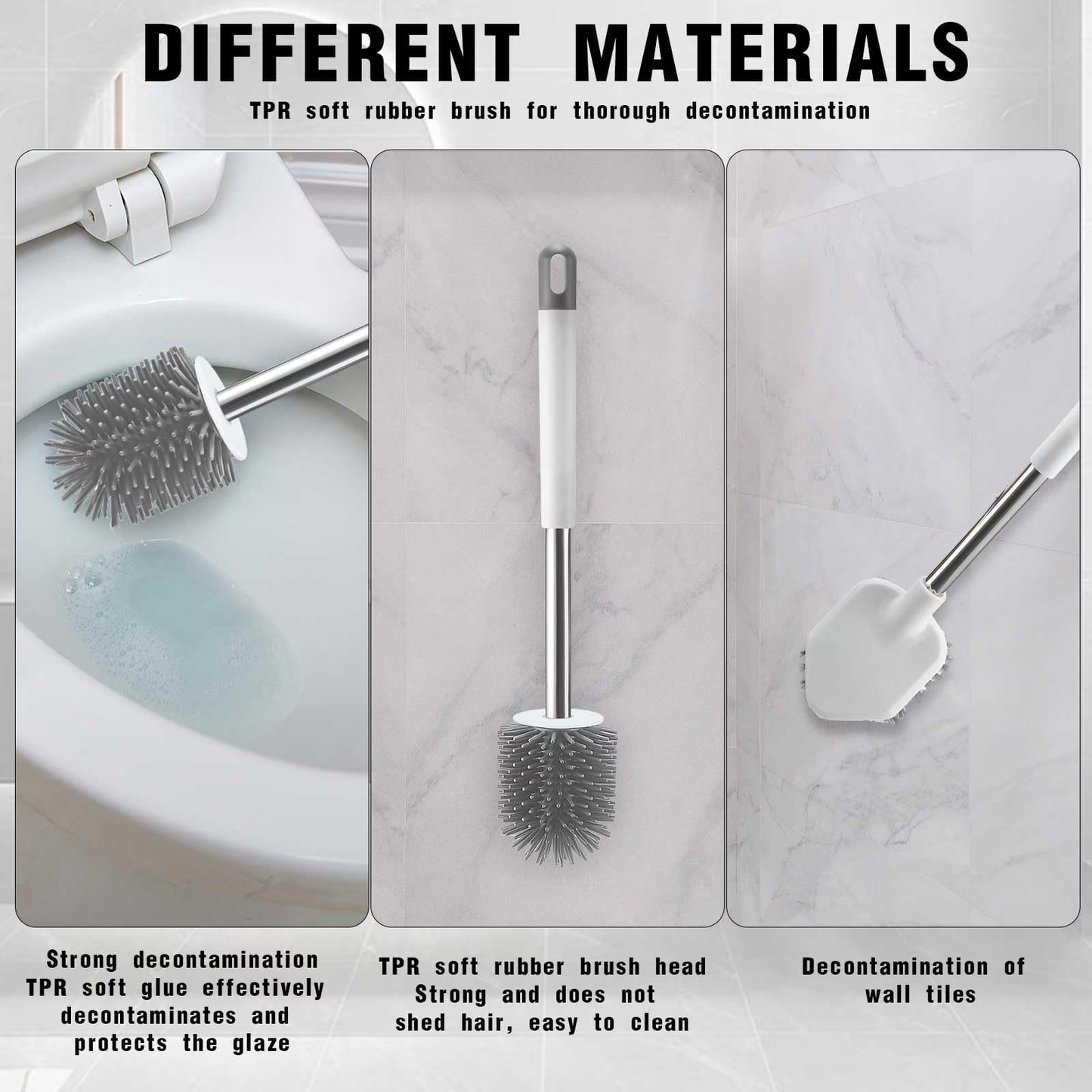 Zhue-Silicone Toilet Brush Set with Ventilated Holder, White