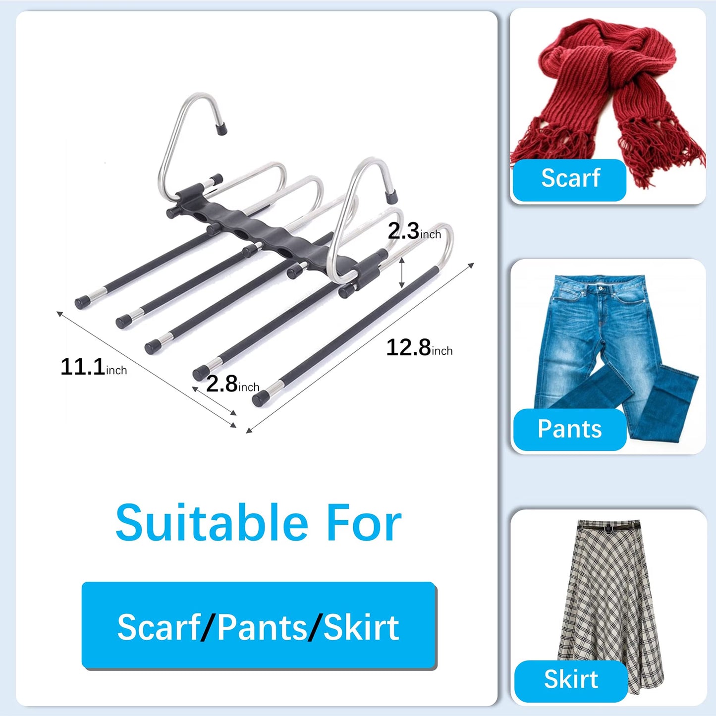 Carestrong Magic Pants Hangers Space Saving - This clothes hangers Closet Multiple Layers Multifunctional Uses Rack Organizer for Trousers Scarves Slack (2 Pack )